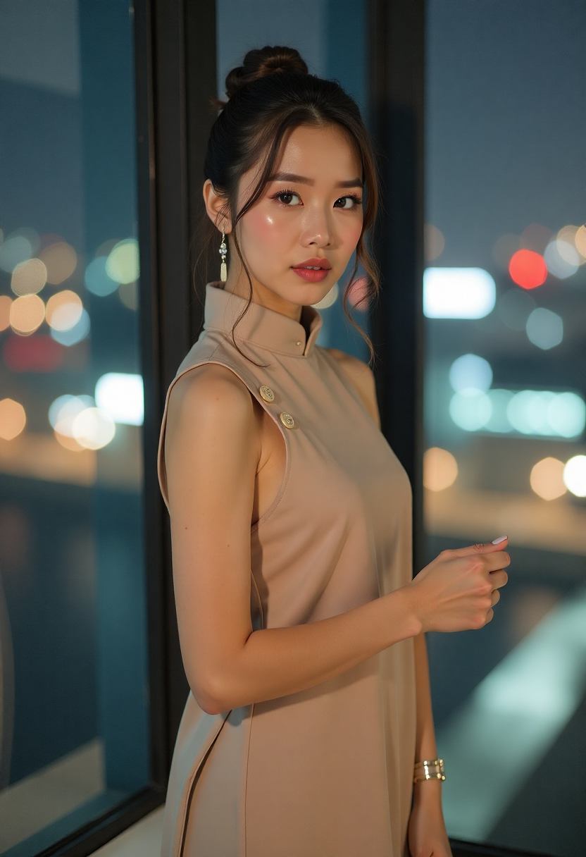电影摄影机对准海边街道